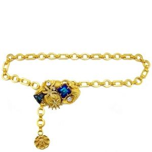 Gianfranco Ferre gold chain belt w/seashell clasp